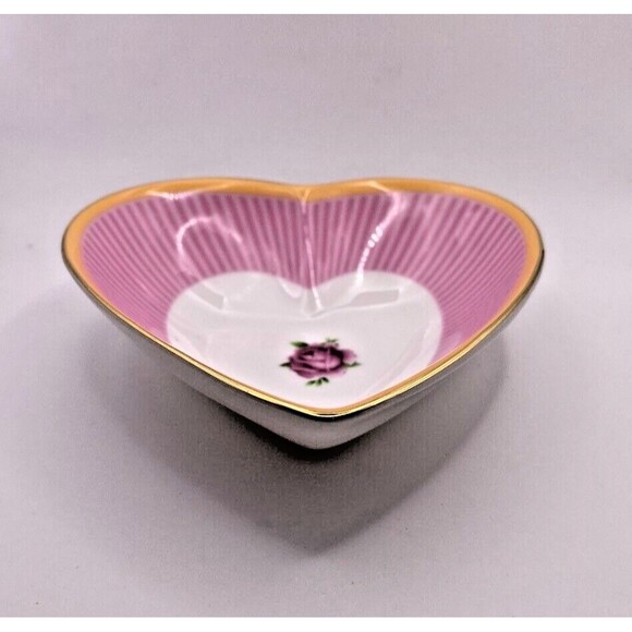 Royal Albert Sweet Stripe Candy Collection Heart Dish Used - Picture 4 of 16